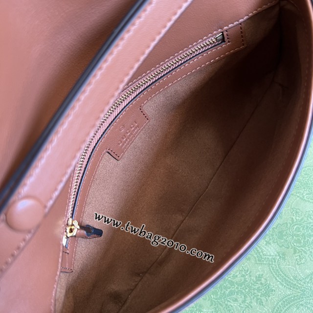 gucci專櫃2024新款原廠皮鏈條肩背包 古馳Blondie互扣棕色腋下包 jcp1875